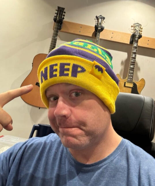 Jordan wearing a Neep hat