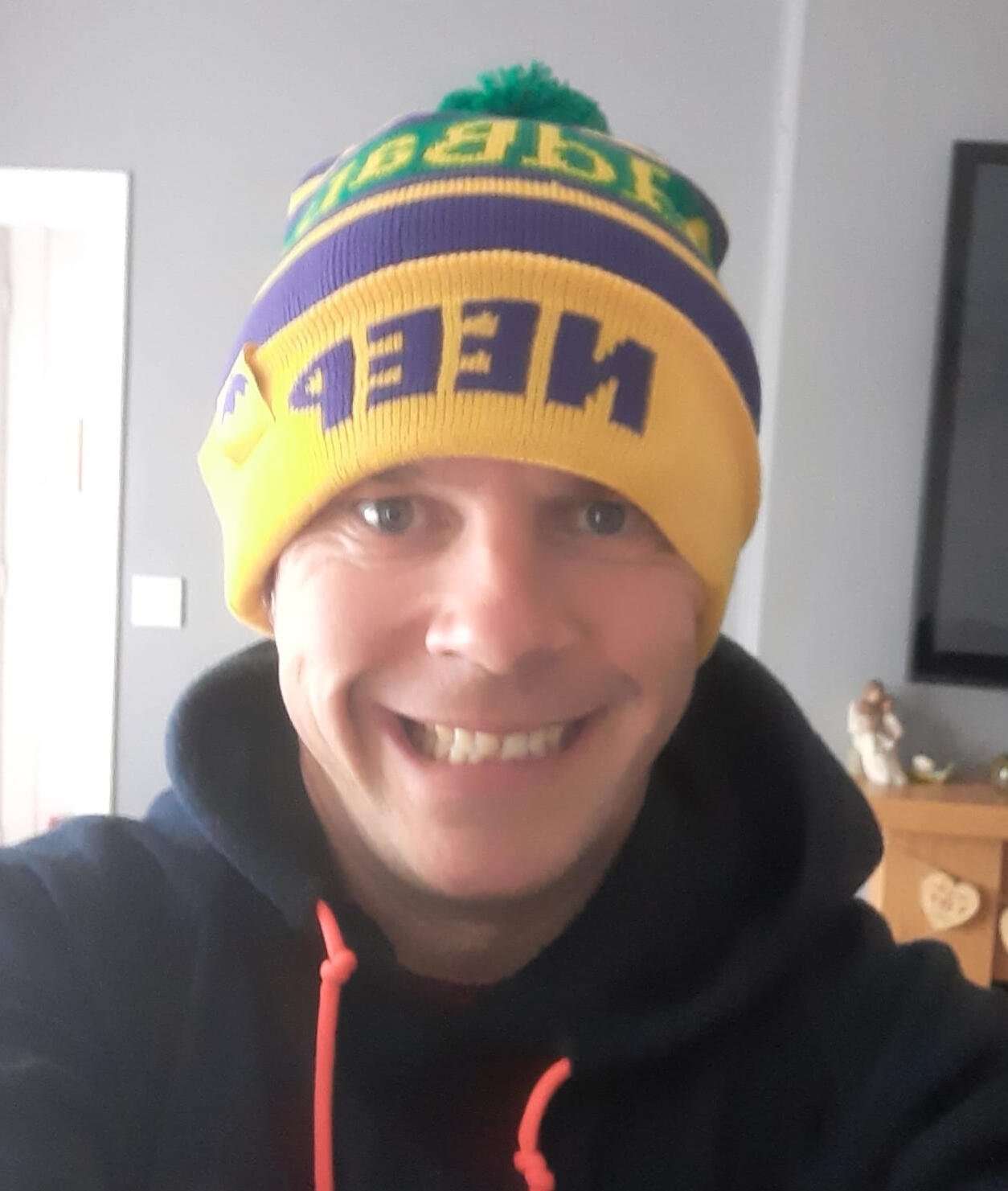 Johnny wearing a Neep hat