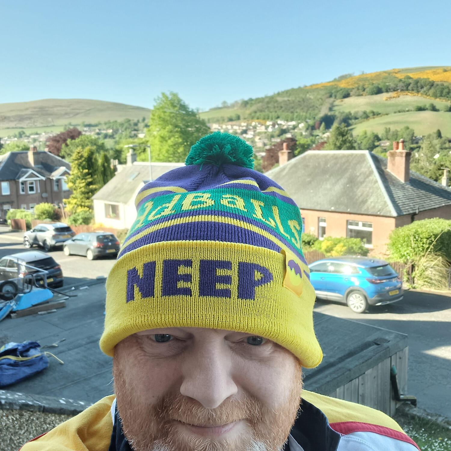 Scott wearing a Neep hat